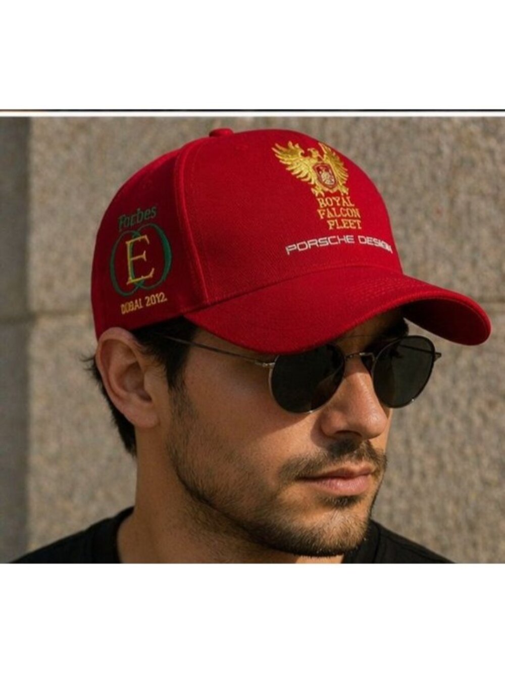 Porsche Design Royal Falcon Fleet Hat Red Gold Crest Luxury Motorsport Cap Rare